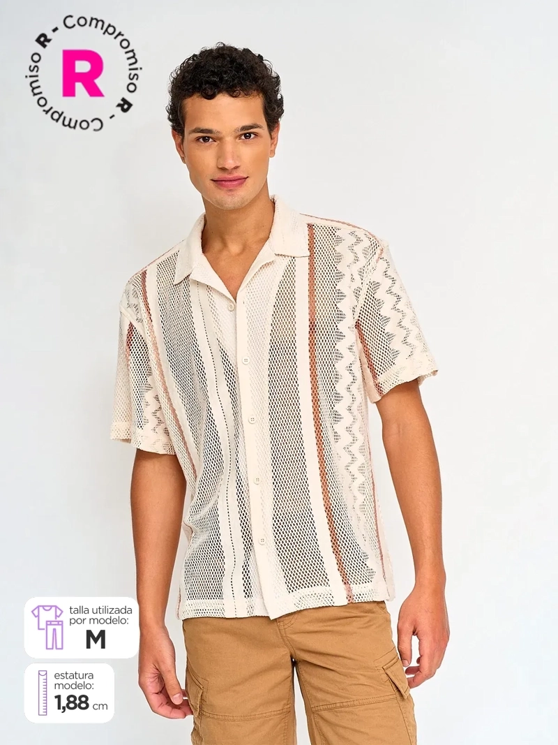 CAMISA HOMBRE INDEX ALGODÓN MANGA CORTA TEJIDA - 1