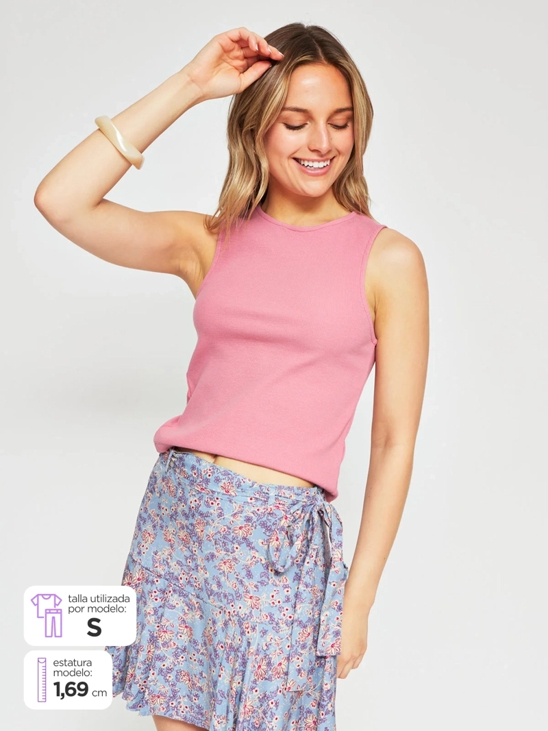 POLERA MUJER INDEX ALGODÓN SIN MANGAS NUDOS ESPALDA - 1