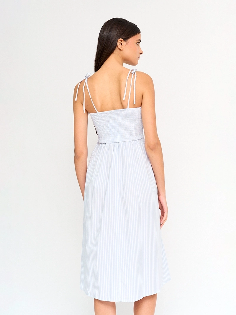 VESTIDO MUJER INDEX ALGODÓN MIDI FRUNCIDO - 3