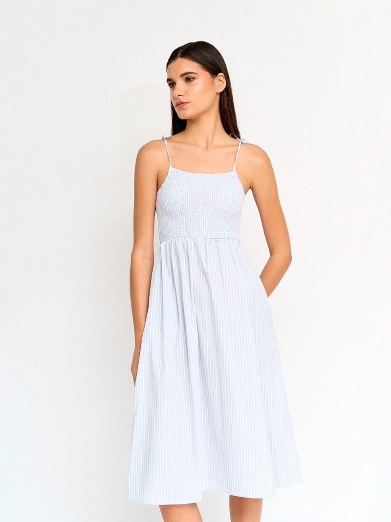 VESTIDO MUJER INDEX ALGODÓN MIDI FRUNCIDO - 2