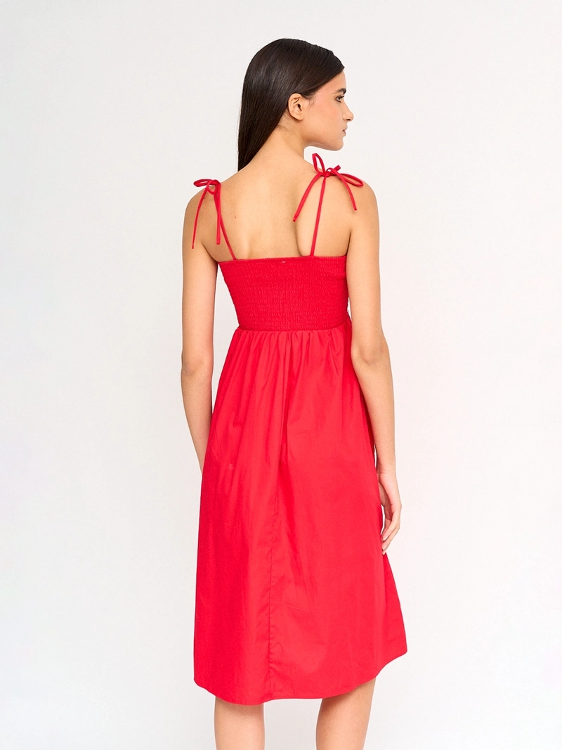 VESTIDO MUJER INDEX ALGODÓN MIDI FRUNCIDO - 3
