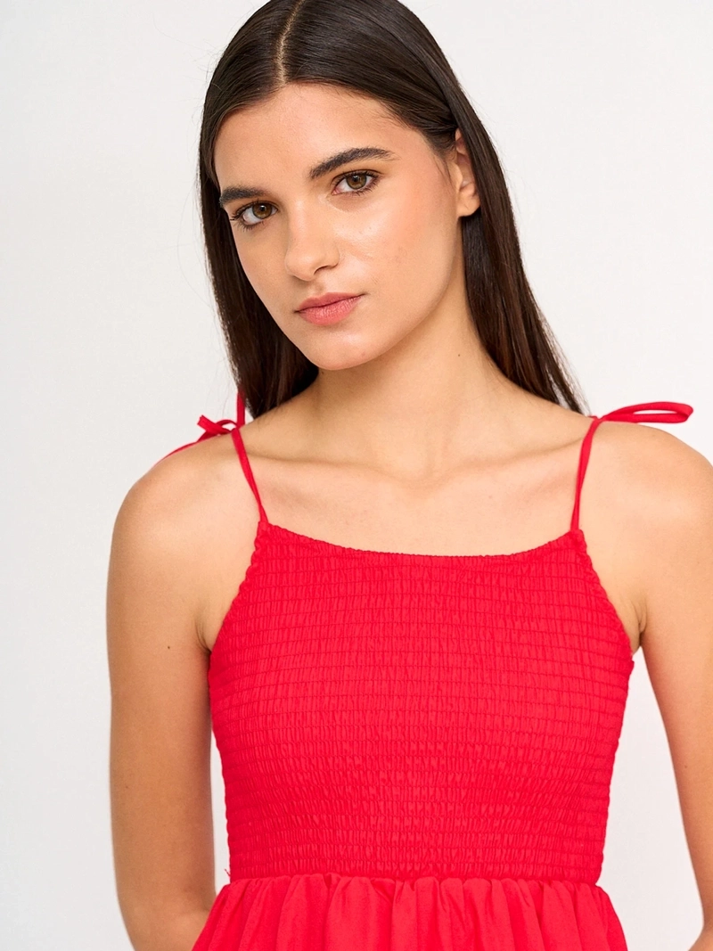 VESTIDO MUJER INDEX ALGODÓN MIDI FRUNCIDO - 4