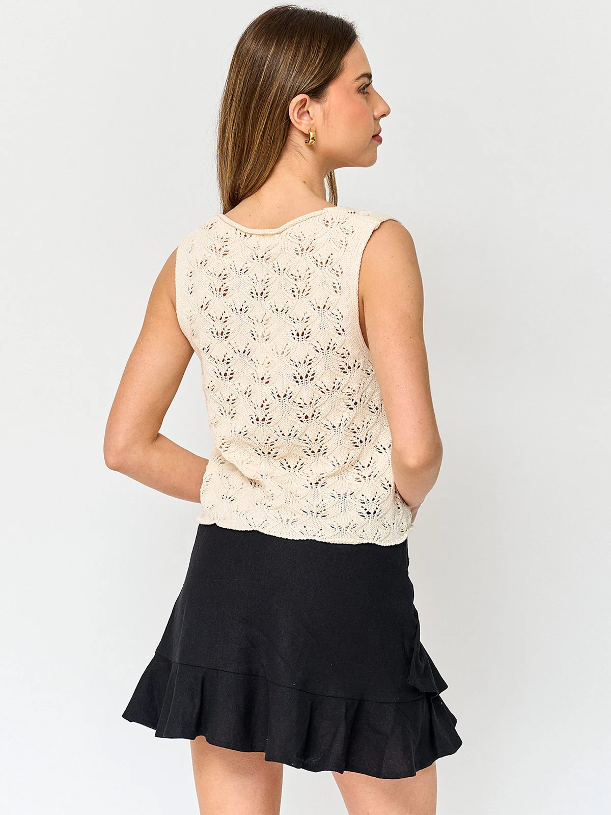 POLERA MUJER INDEX ALGODÓN SIN MANGAS TEJIDA LAZO - 2