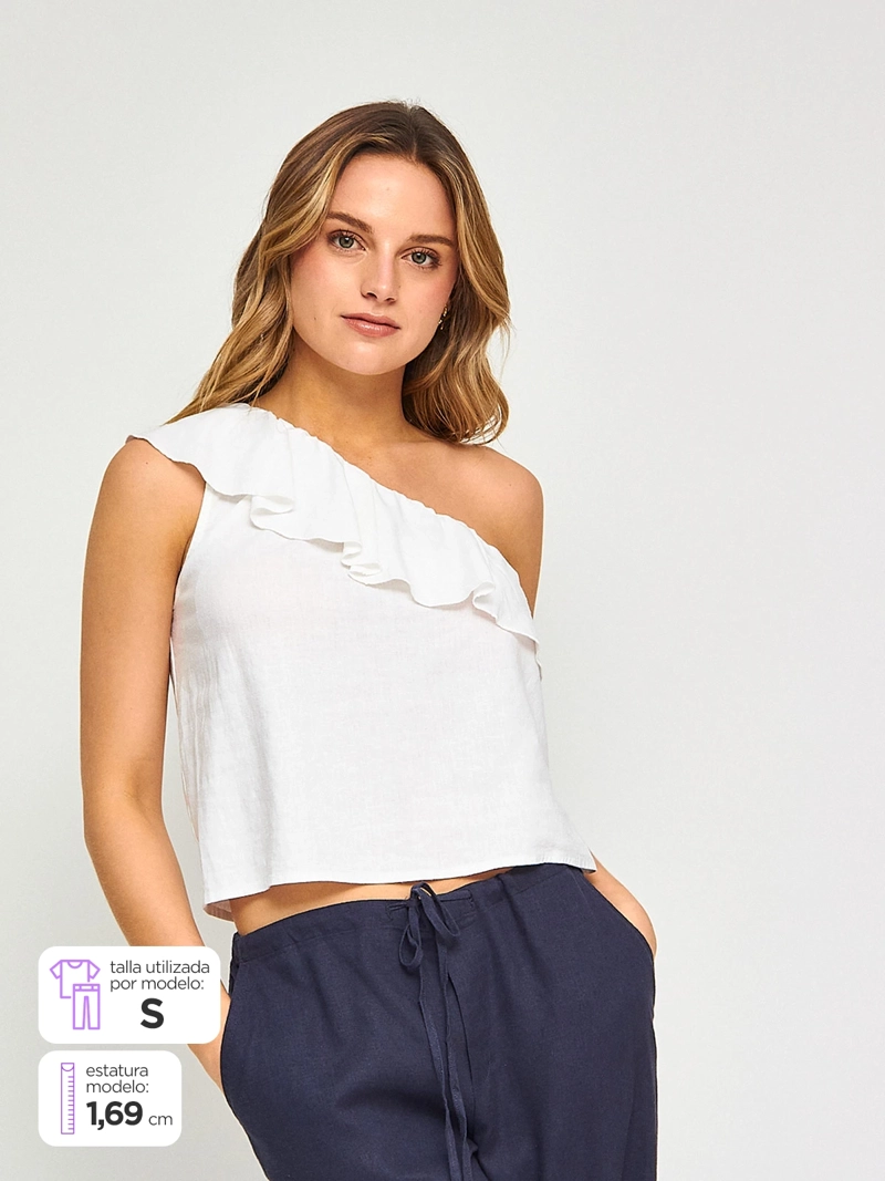 BLUSA MUJER INDEX SIN MANGAS ASIMÉTRICA - 1