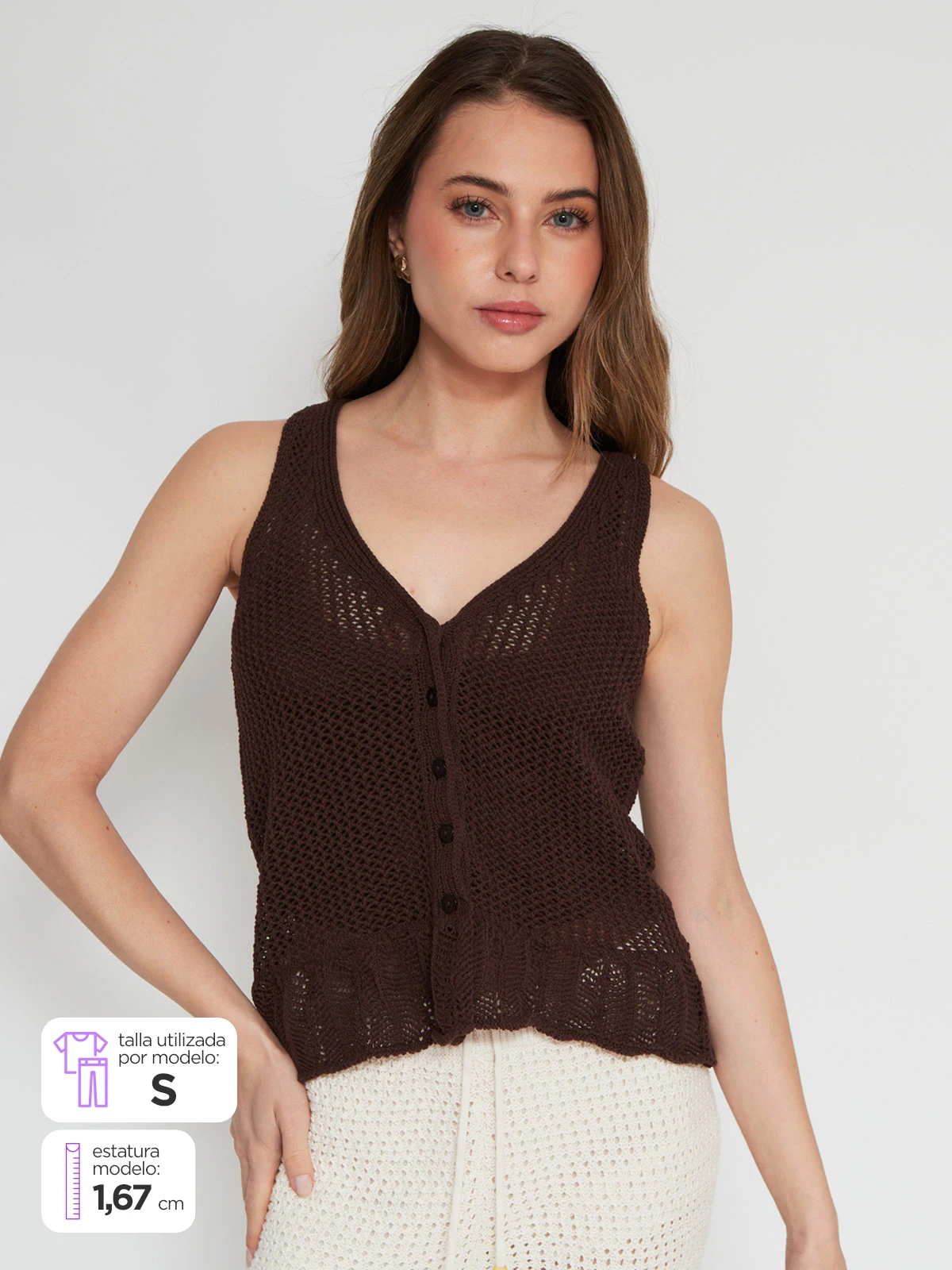 POLERA MUJER INDEX SIN MANGAS TEJIDA VUELO - 1