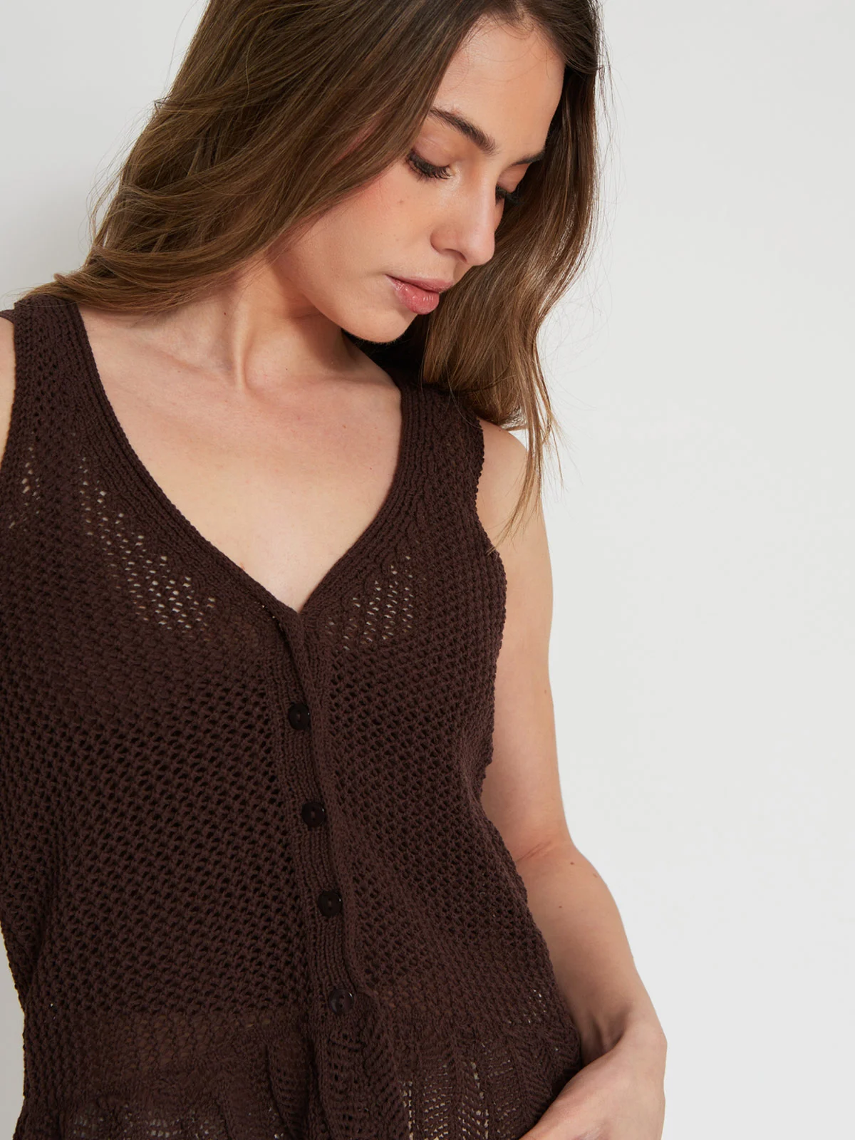 POLERA MUJER INDEX SIN MANGAS TEJIDA VUELO - 3