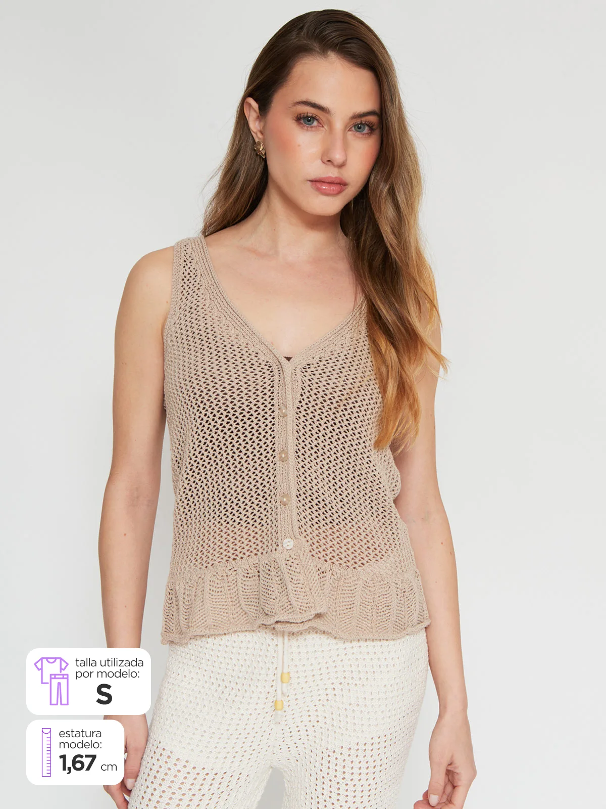 POLERA MUJER INDEX SIN MANGAS TEJIDA VUELO - 1