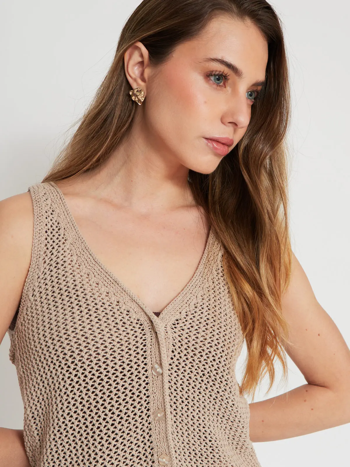 POLERA MUJER INDEX SIN MANGAS TEJIDA VUELO - 3