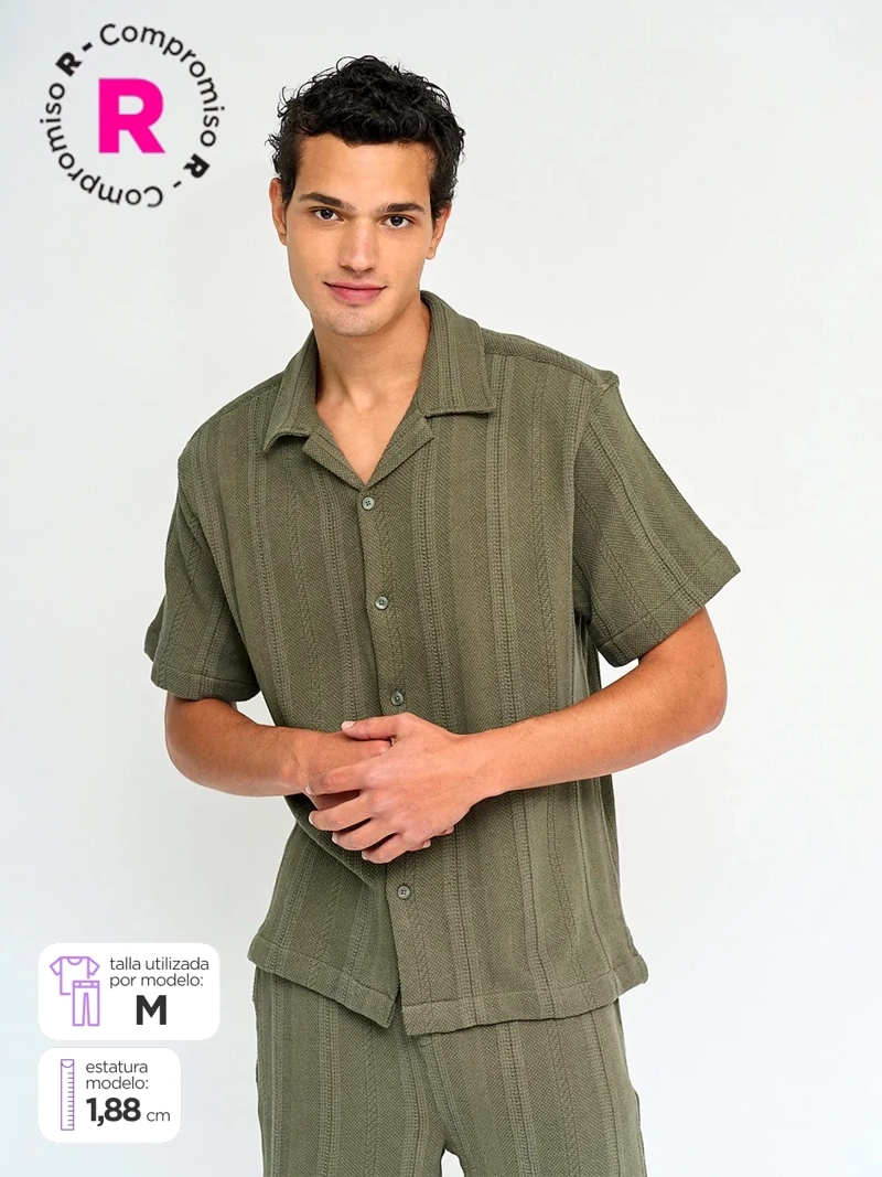 CAMISA HOMBRE INDEX ALGODÓN MANGA CORTA TEJIDO