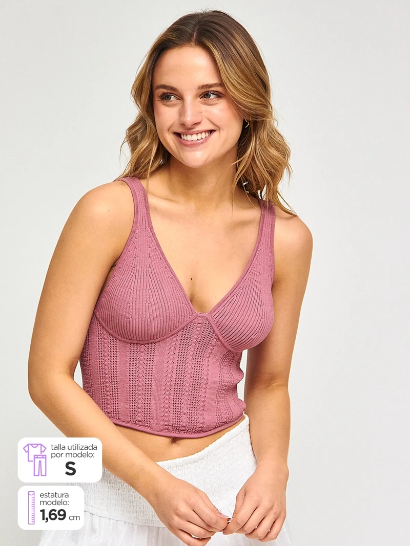 POLERA MUJER INDEX SIN MANGAS PUNTO
