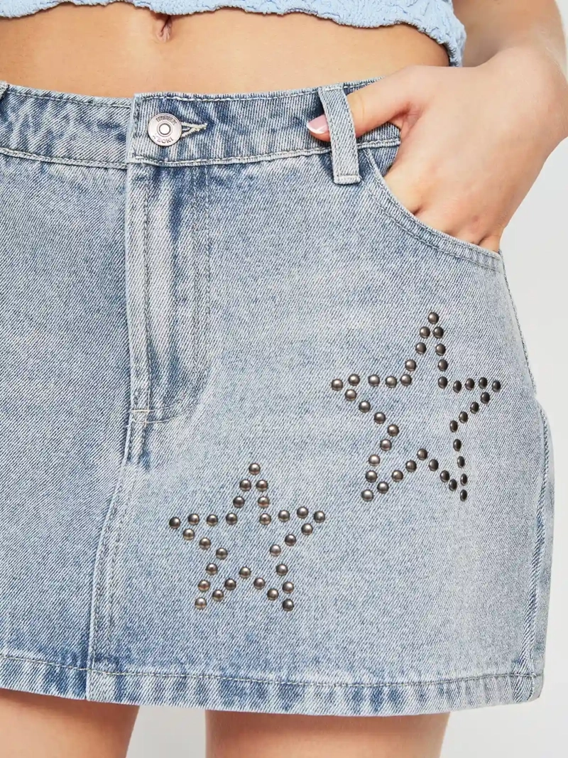 FALDA MUJER INDEX ALGODÓN CORTA ESTRELLAS TACHAS - 4