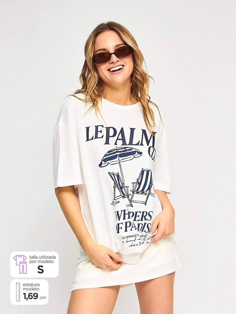 POLERA MUJER INDEX ALGODÓN MANGA CORTA ESTAMPADO ESPALDA - 2