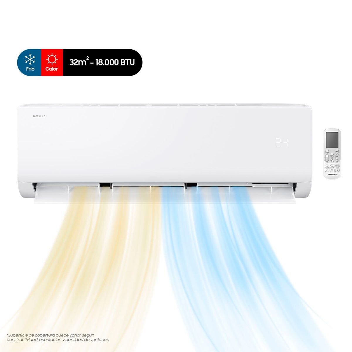 AIRE ACONDICIONADO SPLIT SAMSUNG AR40F18C0AM 18000 BTU FRÍO CALOR INVERTER