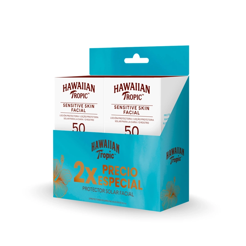 PACK 2 PROTECTORES SOLARES FACIALES HAWAIIAN TROPIC SENSITIVE SKIN 60 ML - 2