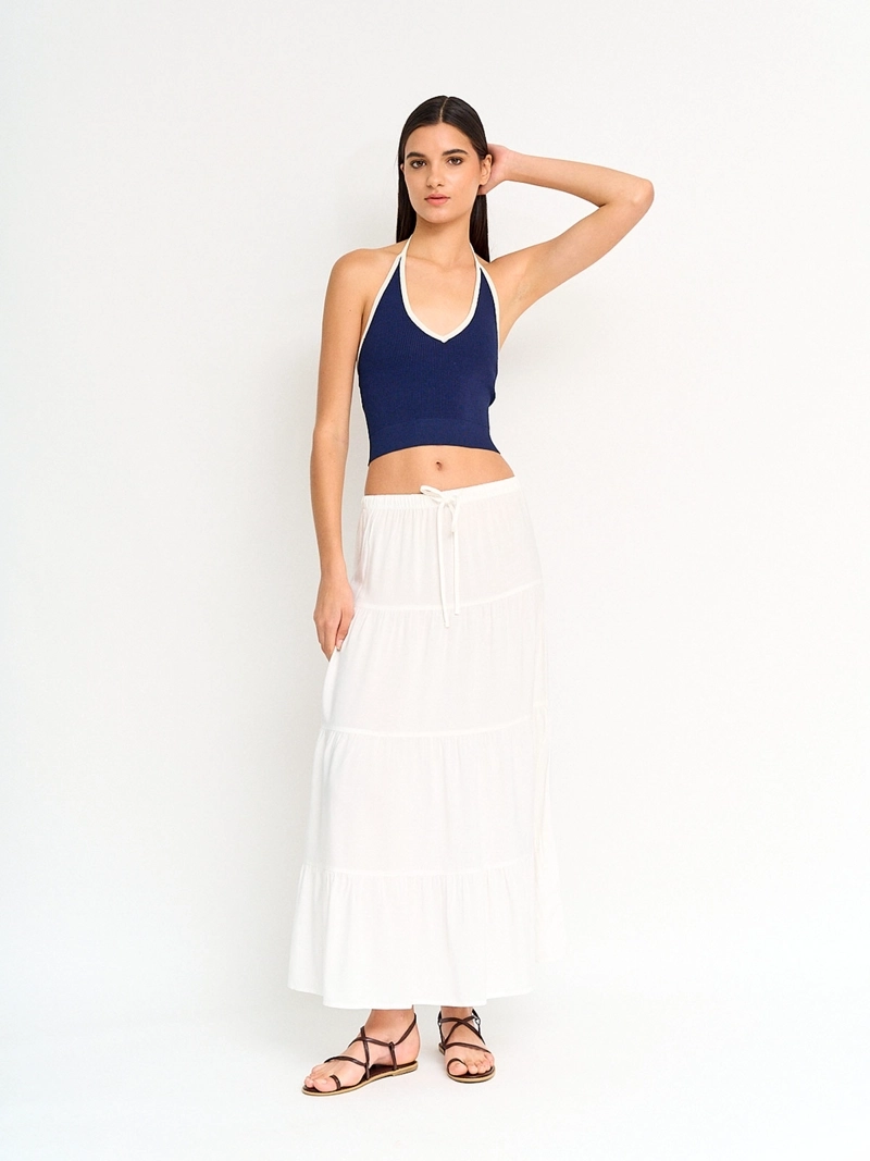 POLERA MUJER INDEX HALTER SIN MANGAS CONTRASTE TEJIDO - 4