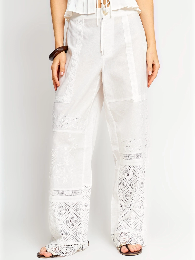 PANTALÓN MUJER INDEX ALGODÓN ENCAJE - 2