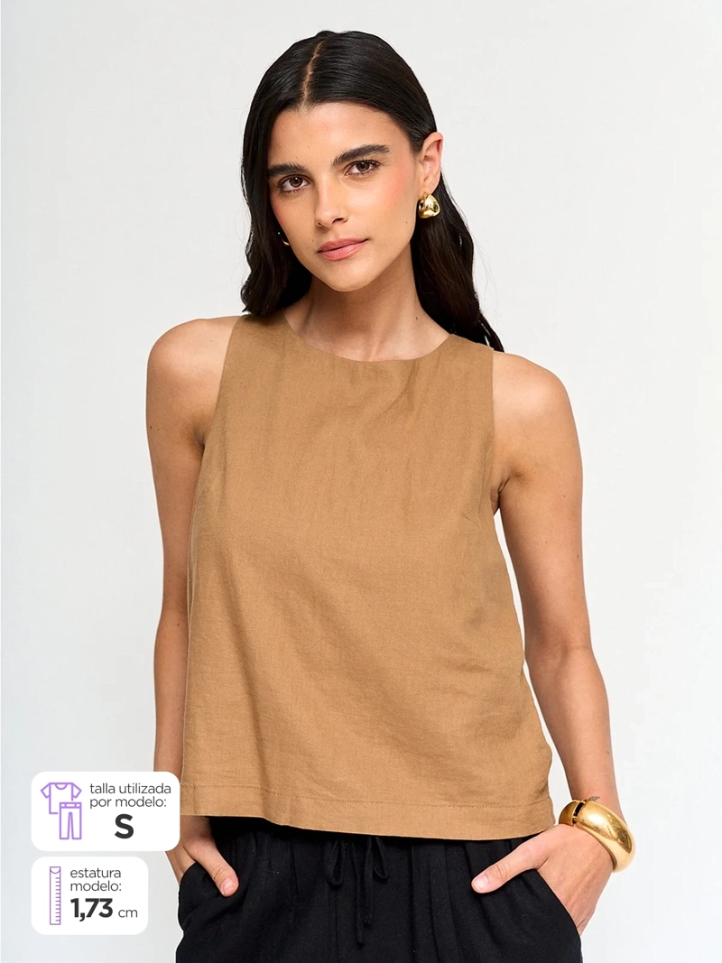 BLUSA MUJER MARQUIS LINO NUDO ESPALDA - 1