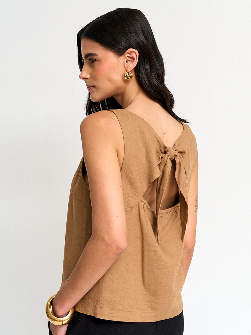 BLUSA MUJER MARQUIS LINO NUDO ESPALDA - 2