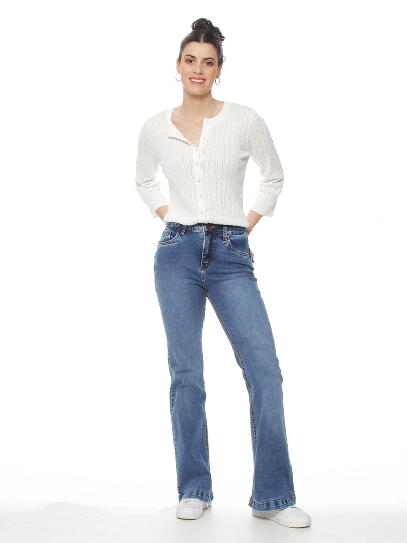 JEANS MUJER WADOS FLARE ALGODÓN TIRO ALTO - 3