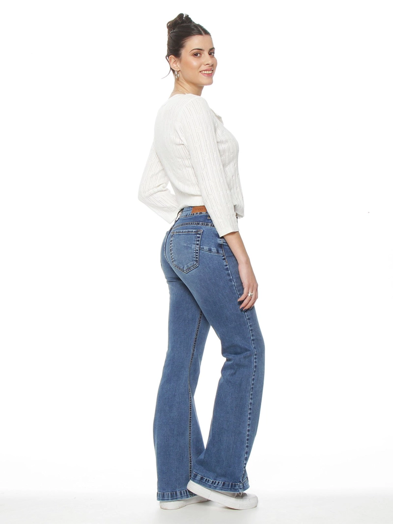 JEANS MUJER WADOS FLARE ALGODÓN TIRO ALTO - 5