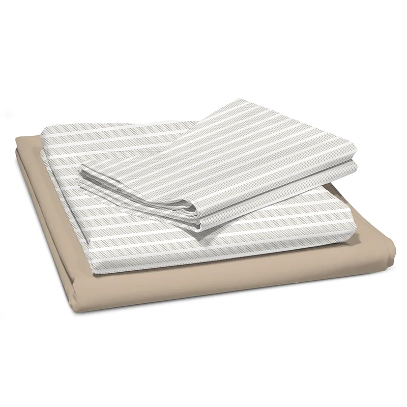 JUEGO DE SÁBANAS ANDES FRANJAS 180 HILOS 1.5 PLAZAS TAUPE - 2