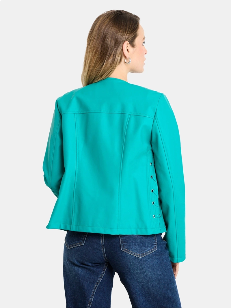 CHAQUETA MUJER ASH BIKER FORRADA CIERRE ASIMÉTRICO BOLSILLOS DELANTEROS Y DETALLE LATERAL CON LAZOS CRUZADOS - 2