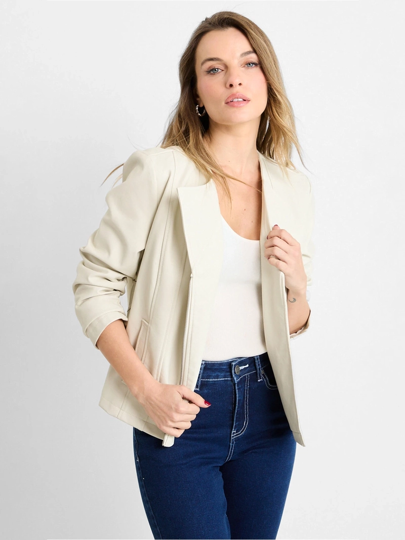 CHAQUETA MUJER ASH BIKER FORRADA CIERRE ASIMÉTRICO BOLSILLOS DELANTEROS Y DETALLE LATERAL CON LAZOS CRUZADOS - 1