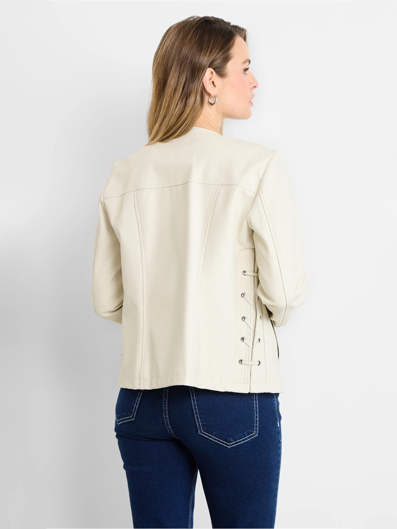 CHAQUETA MUJER ASH BIKER FORRADA CIERRE ASIMÉTRICO BOLSILLOS DELANTEROS Y DETALLE LATERAL CON LAZOS CRUZADOS - 2