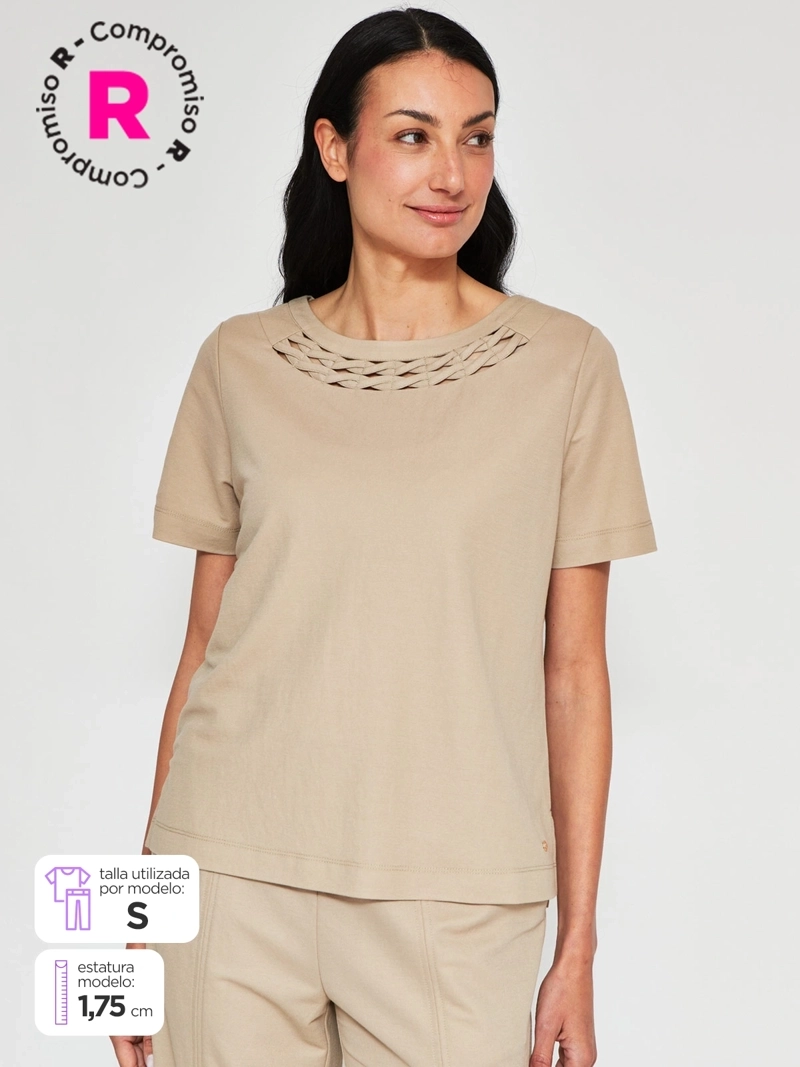 POLERA MUJER CACHAREL CUELLO REDONDO MANGA CORTA - 1