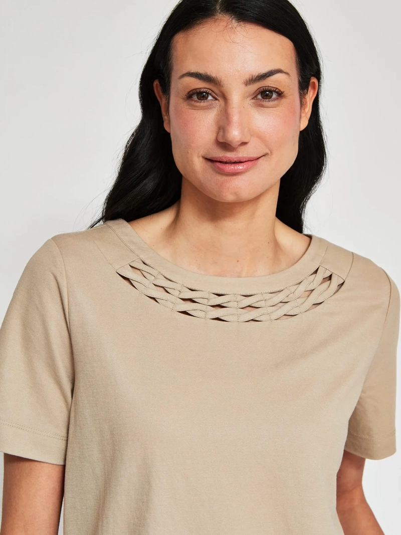 POLERA MUJER CACHAREL CUELLO REDONDO MANGA CORTA - 3
