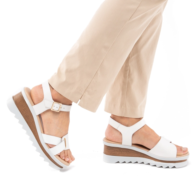 SANDALIAS MUJER GACEL BLANCO DILETTA CUERO - 2