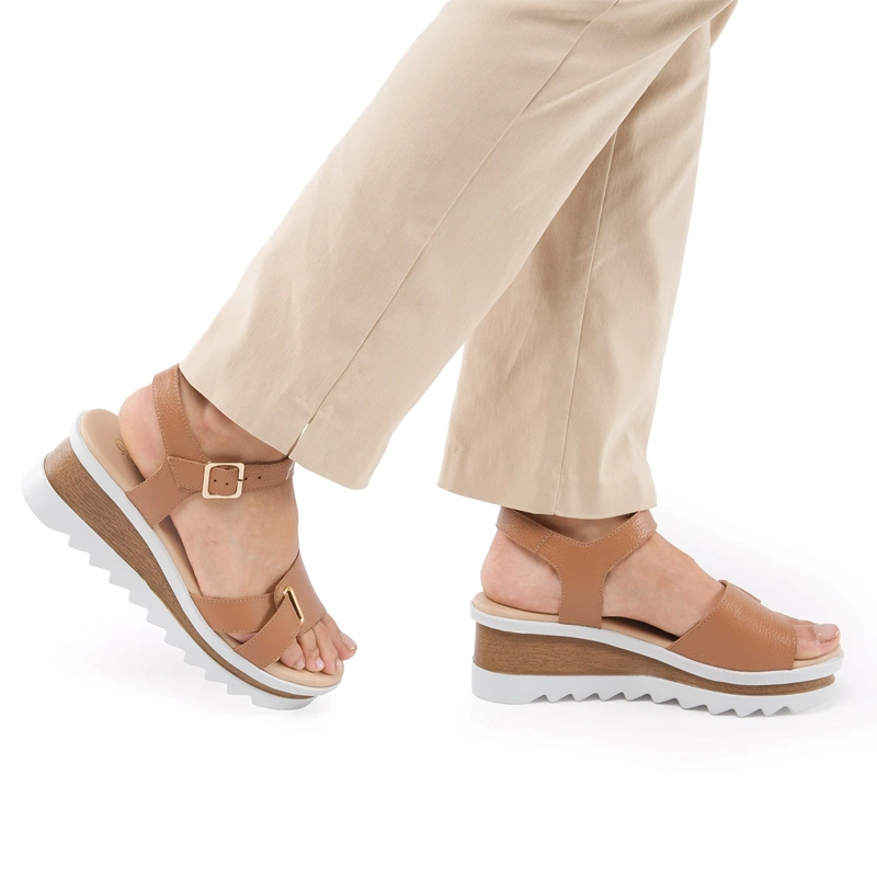 SANDALIAS MUJER GACEL CAMEL DILETTA CUERO - 2