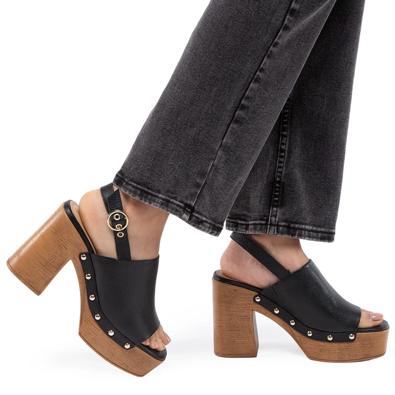 SANDALIAS MUJER GACEL NEGRO FLO CUERO - 2