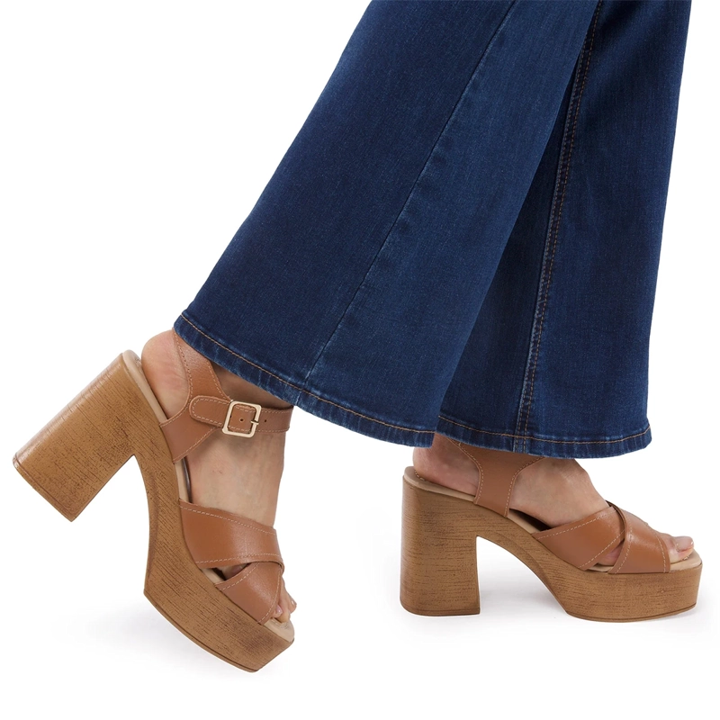 SANDALIAS MUJER GACEL CAMEL FLO CUERO - 2