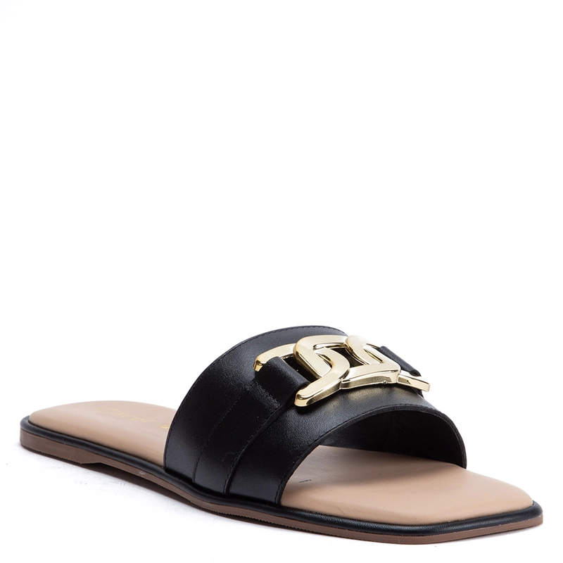 SANDALIAS MUJER GACEL NEGRO ODETH CUERO - 3