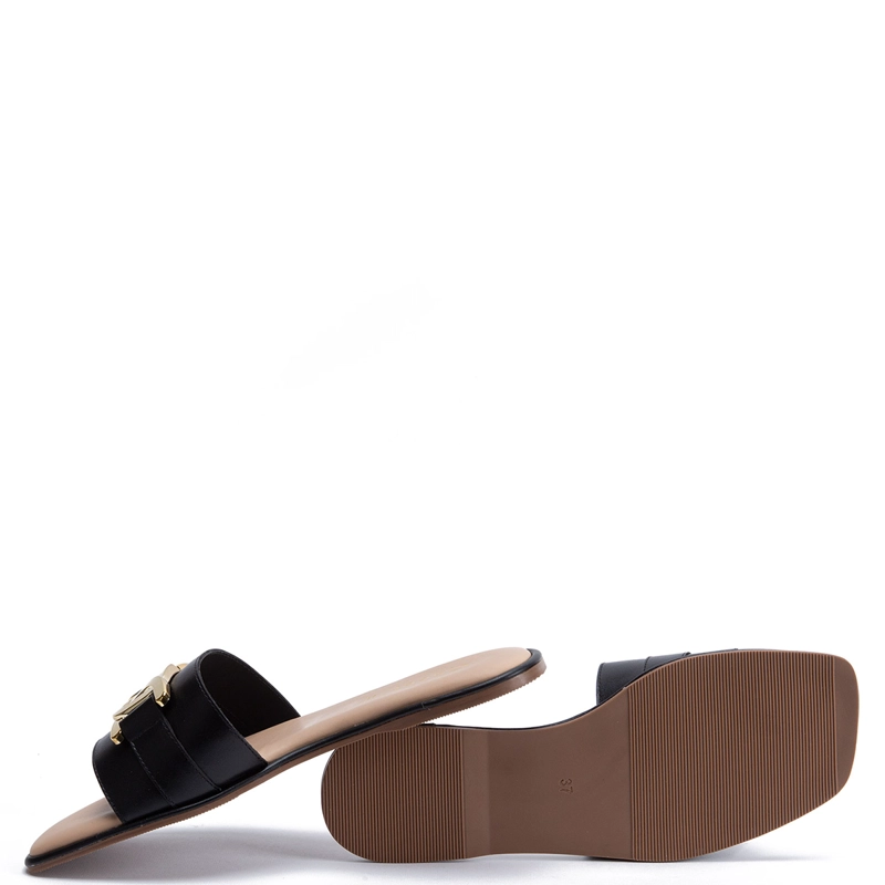 SANDALIAS MUJER GACEL NEGRO ODETH CUERO - 5