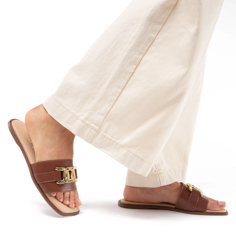 SANDALIAS MUJER GACEL CHOCOLATE ODETH CUERO - 2