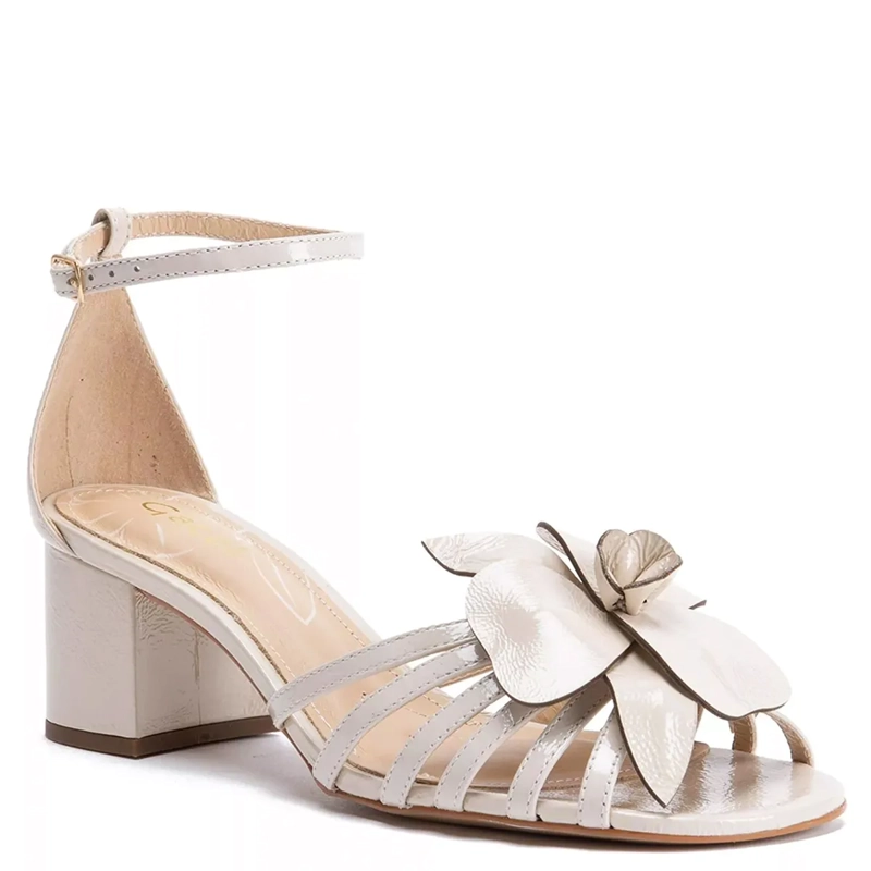 SANDALIAS MUJER GACEL BLANCO DORADO ROMA CUERO - 2