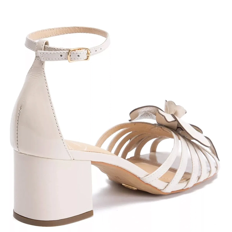SANDALIAS MUJER GACEL BLANCO DORADO ROMA CUERO - 3