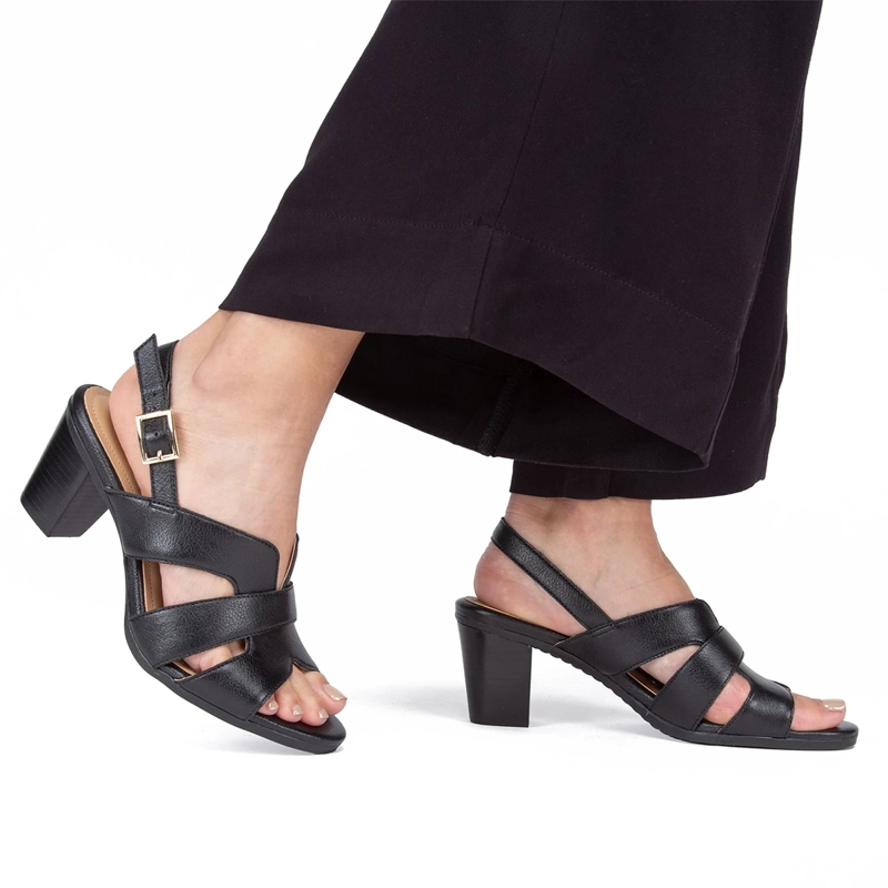 SANDALIAS MUJER GACEL NEGRO ROXXANE CUERO - 2