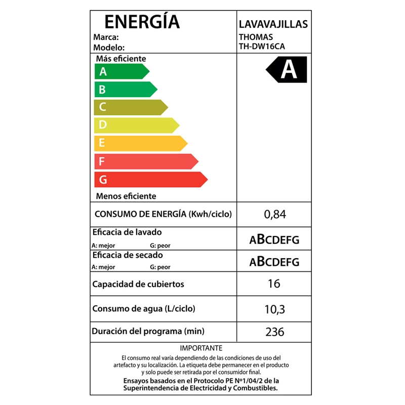 LAVAVAJILLA THOMAS 16 CUBIERTOS TH-DW16CA - 9