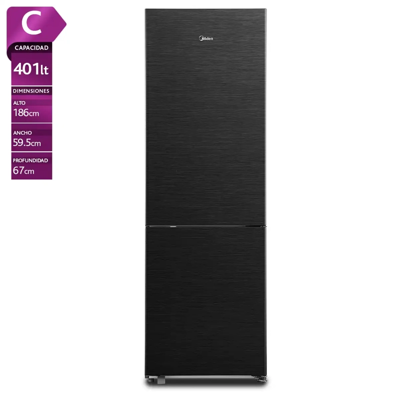 REFRIGERADOR BOTTOM FREEZER MIDEA MDRB548FGEDX 401L NO FROST NEGRO - 1