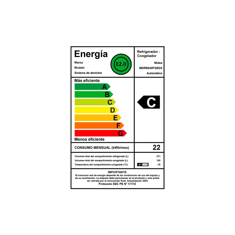 REFRIGERADOR BOTTOM FREEZER MIDEA MDRB548FGEDX 401L NO FROST NEGRO - 6
