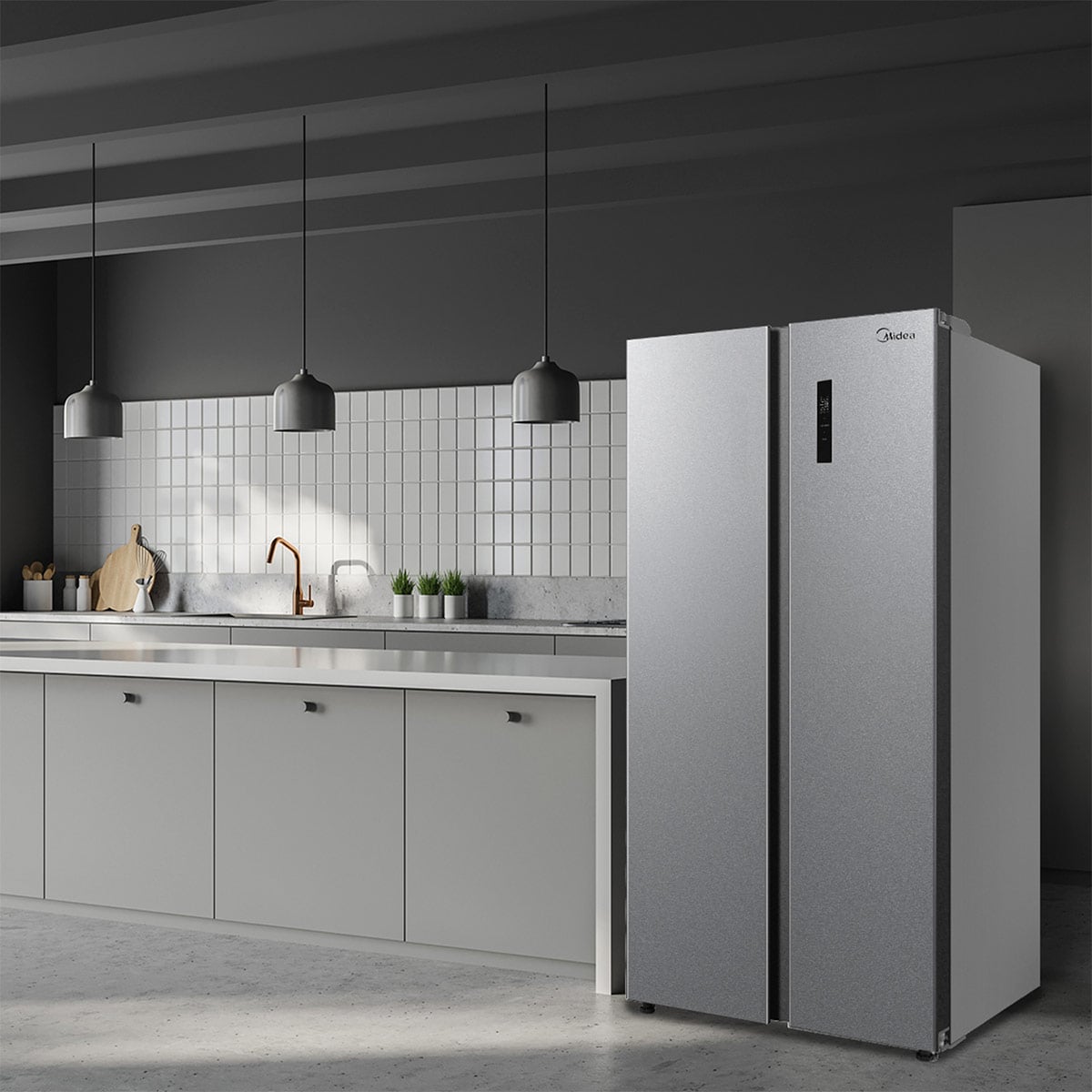 REFRIGERADOR SIDE BY SIDE MIDEA MDRS710FGE50IN 555L NO FROST GRIS - 6