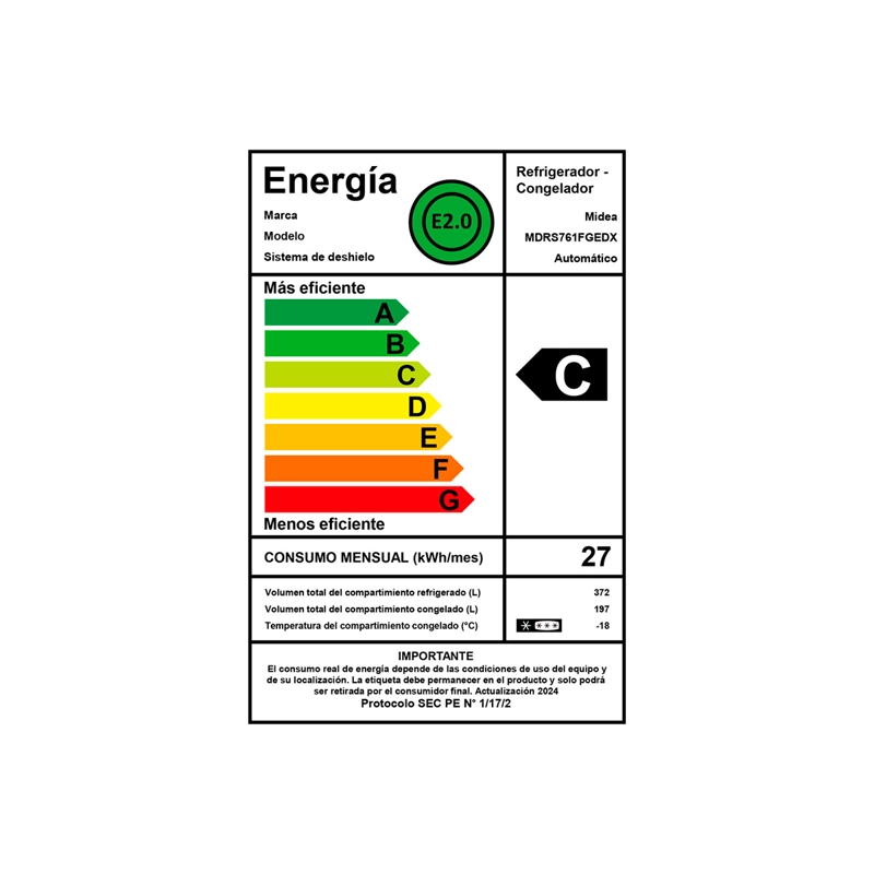 REFRIGERADOR SIDE BY SIDE MIDEA MDRS761FGEDX 569L NO FROST NEGRO - 10