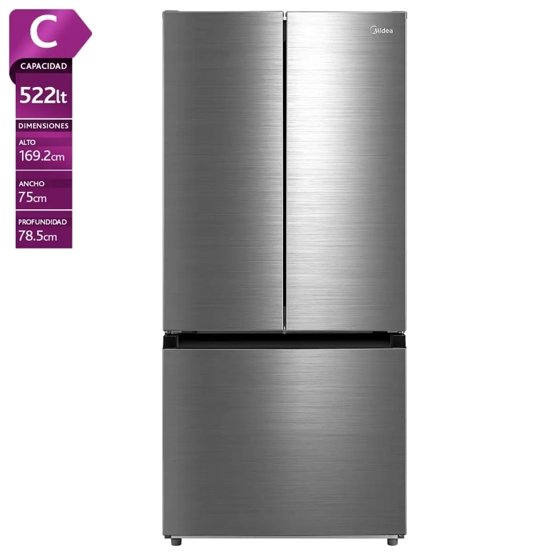 REFRIGERADOR SIDE BY SIDE MIDEA MDRS619FGE46 432L NO FROST PLATA