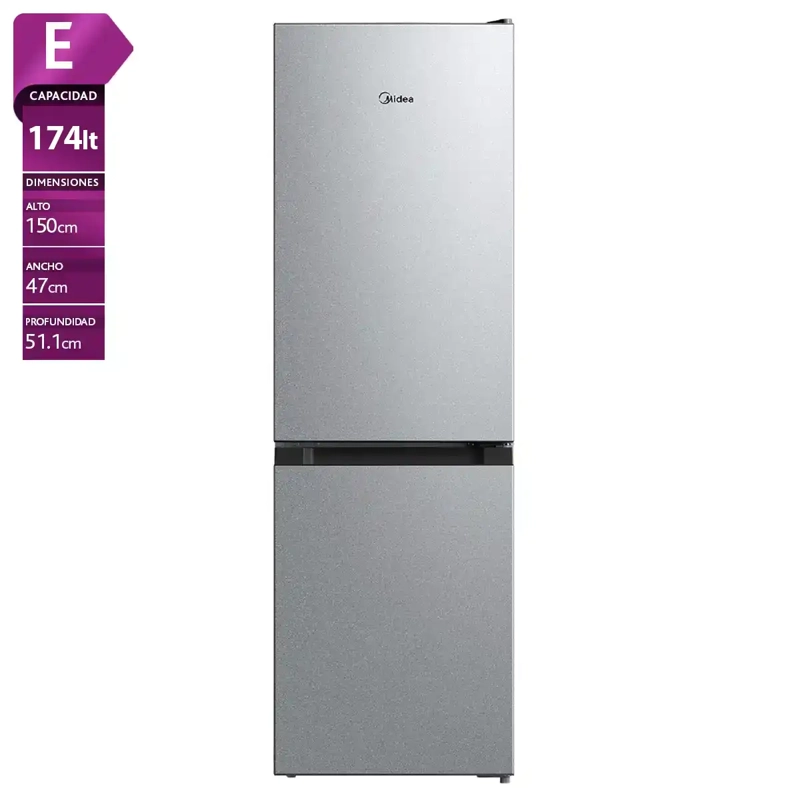REFRIGERADOR BOTTOM FREEZER MIDEA MDRB241FGE50M 174L FRÍO DIRECTO GRIS