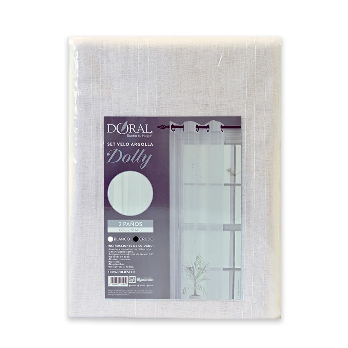 SET CORTINAS VELO DORAL ARGOLLAS DOLLY CRUDO - 3