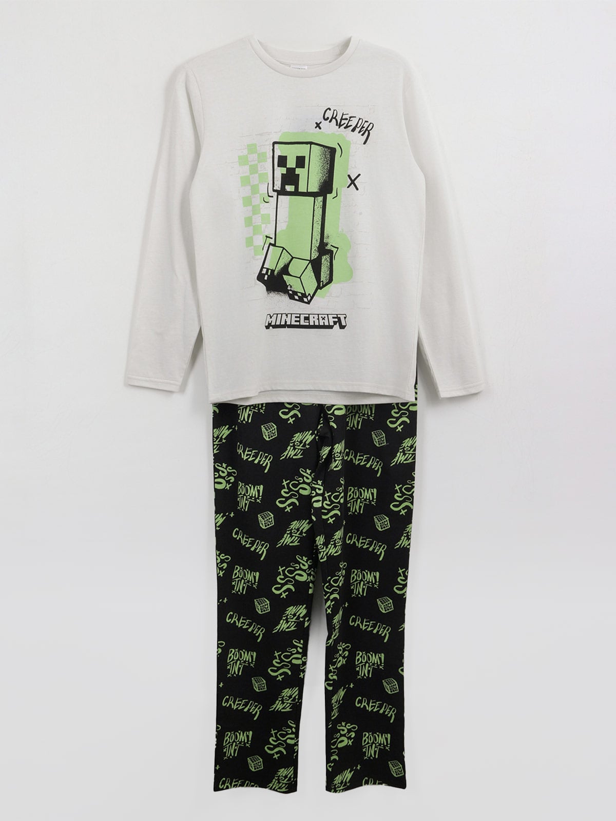 PIJAMA NIÑO MINECRAFT LARGO GRIS