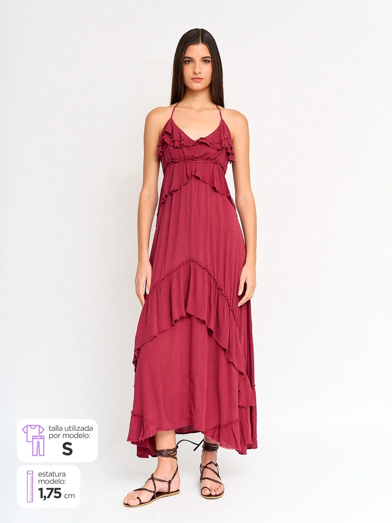 VESTIDO MUJER INDEX LARGO VOLANTES - 2